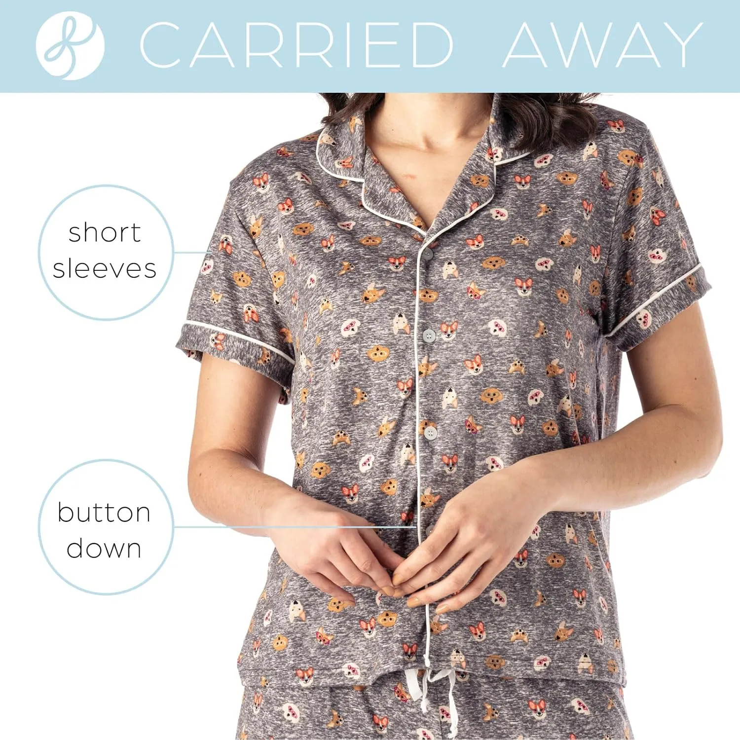Hello Mello Lounge Short Sleeve Soft Pajama Top for Women