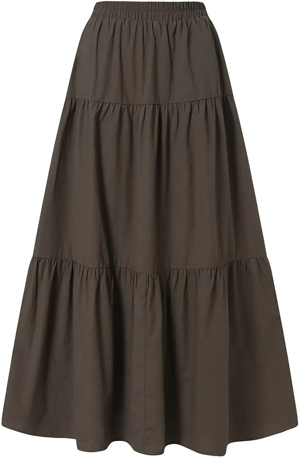 HengShunRui Women Loose Pleated Long Skirt High Waist Midi Skirts