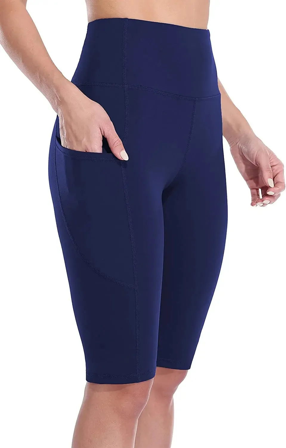 High-Waist Women's Yoga Shorts with Side Pockets
