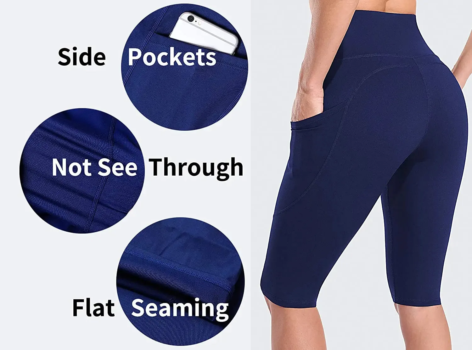 High-Waist Women's Yoga Shorts with Side Pockets
