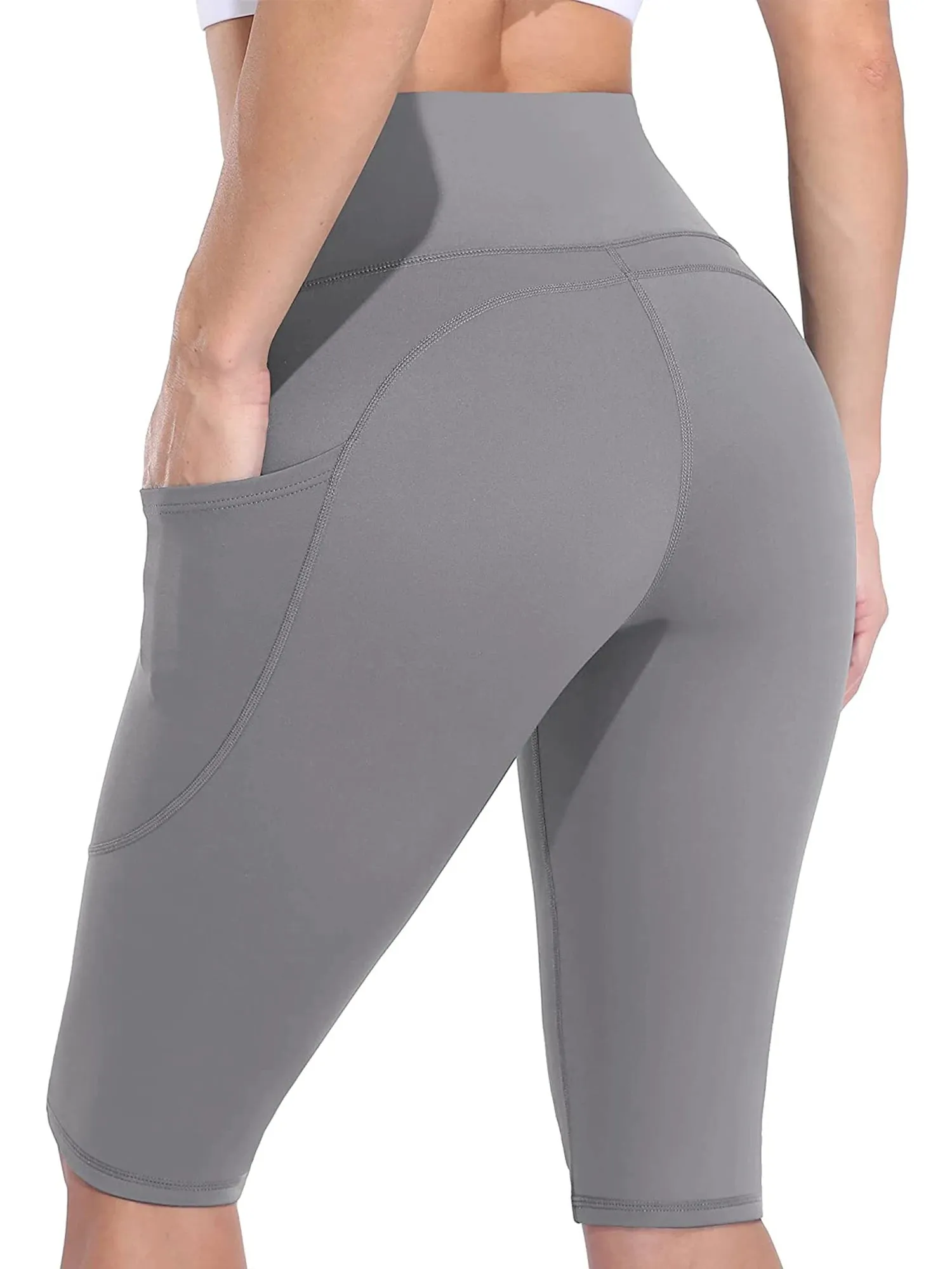 High-Waist Women's Yoga Shorts with Side Pockets
