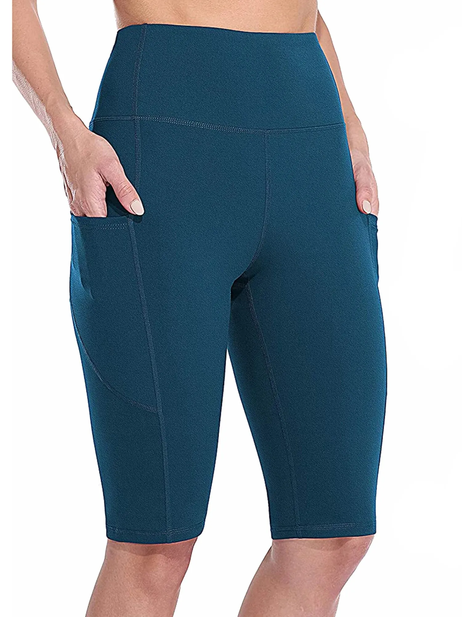 High-Waist Women's Yoga Shorts with Side Pockets