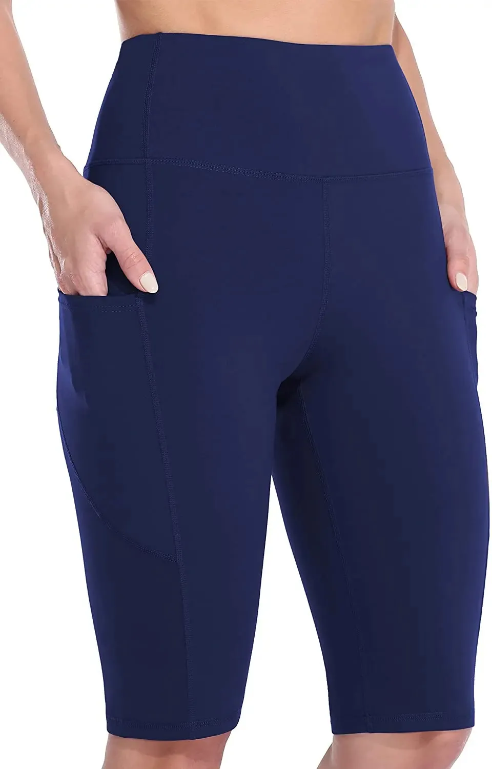 High-Waist Women's Yoga Shorts with Side Pockets