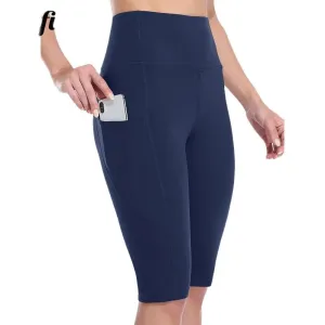 High-Waist Women's Yoga Shorts with Side Pockets