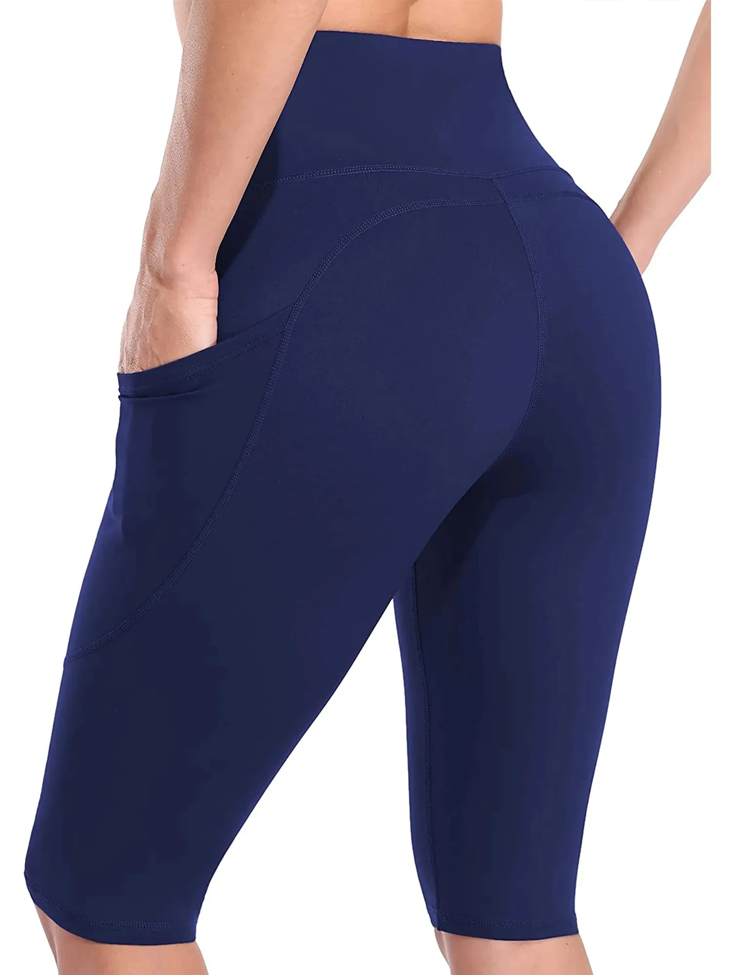 High-Waist Women's Yoga Shorts with Side Pockets