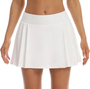 HOKOYI Women's Athletic Pleated Tennis Golf Skirt with Pockets Workout Running Sports Skort with Shorts