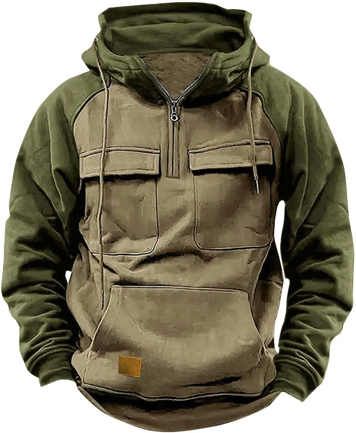 Hoodies for Men Quarter Zip Pullover Vintage Sweatshirt Tactical Hoodies Big and Tall Sweatshirt Cargo Pullover Tops