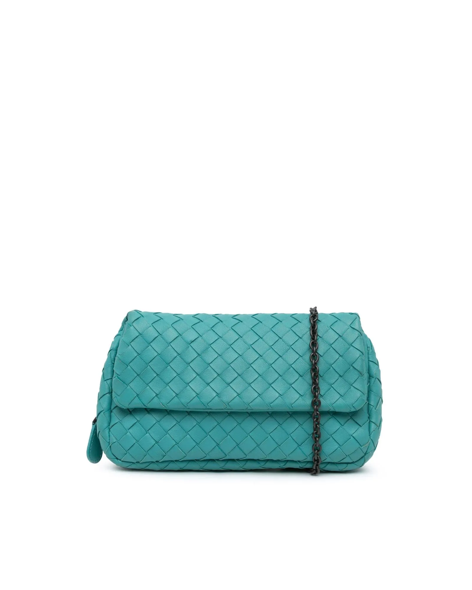Intrecciato Woven Leather Chain Strap Crossbody Bag