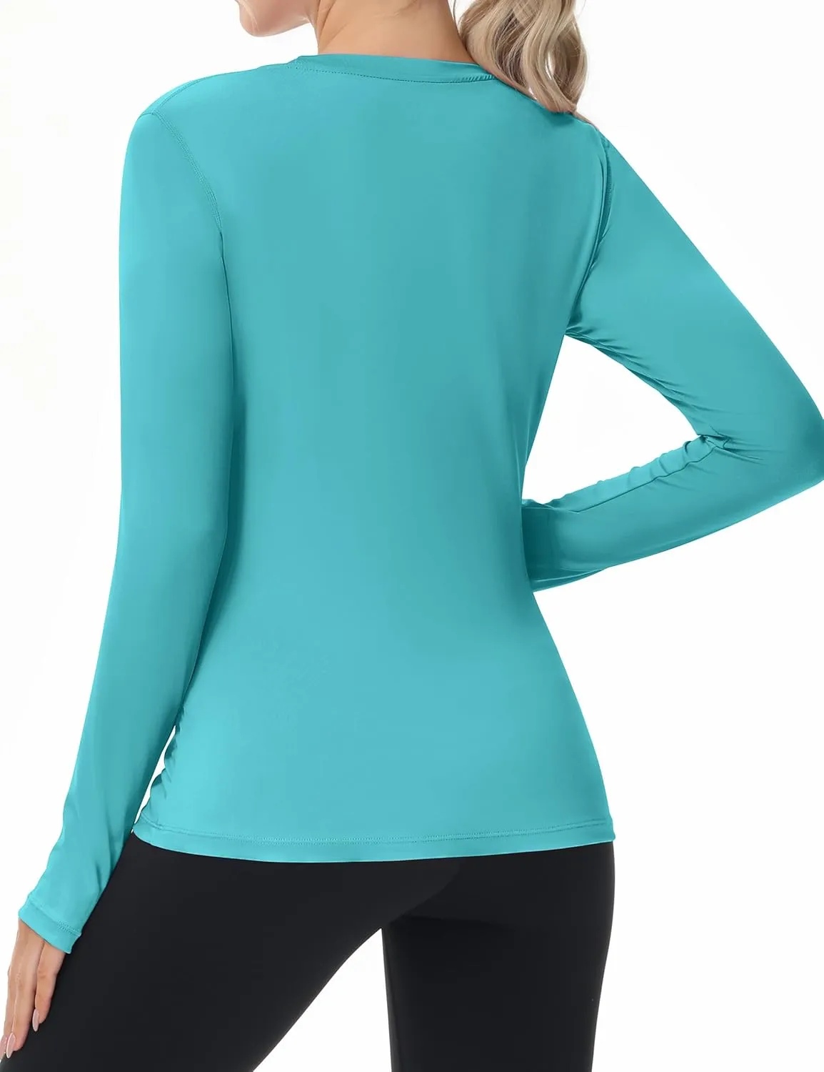 isnowood Women's Sun Protection Long Sleeve Shirts, UPF 50  UV Rash Guard Swim Clothing, Workout Hiking Running Athletic Tops