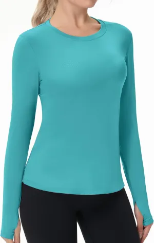 isnowood Women's Sun Protection Long Sleeve Shirts, UPF 50  UV Rash Guard Swim Clothing, Workout Hiking Running Athletic Tops