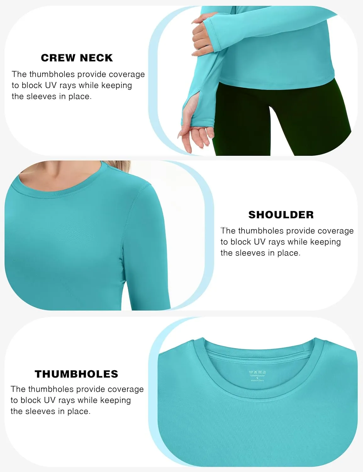 isnowood Women's Sun Protection Long Sleeve Shirts, UPF 50  UV Rash Guard Swim Clothing, Workout Hiking Running Athletic Tops