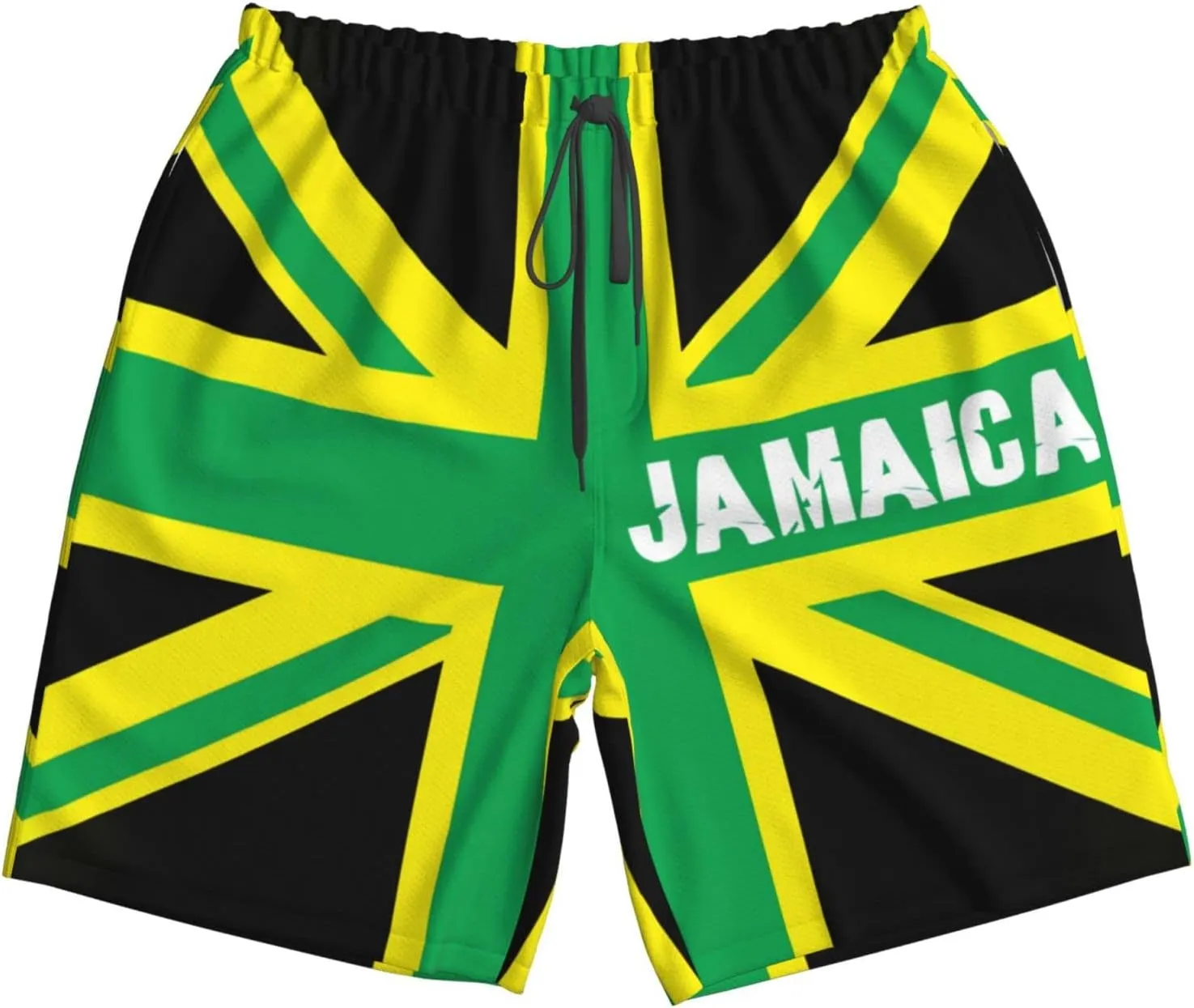 Jamaica Map Men's Swim Trunks Quick Dry Board Shorts Beach Swimsuit with Pockets Mesh Lining