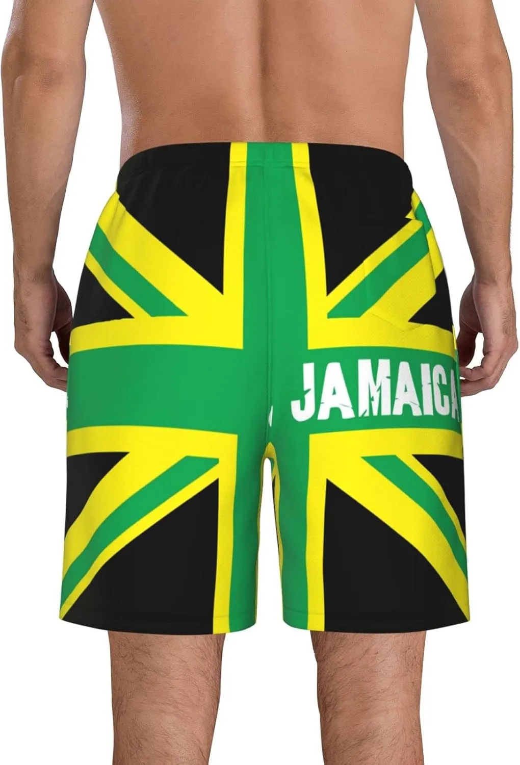 Jamaica Map Men's Swim Trunks Quick Dry Board Shorts Beach Swimsuit with Pockets Mesh Lining
