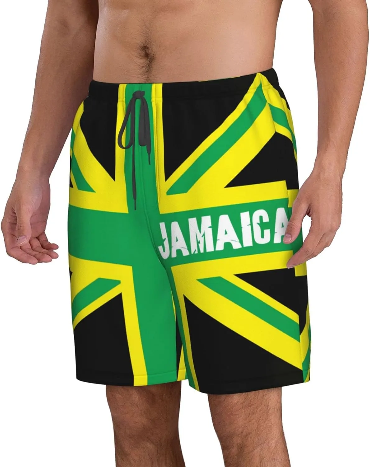 Jamaica Map Men's Swim Trunks Quick Dry Board Shorts Beach Swimsuit with Pockets Mesh Lining