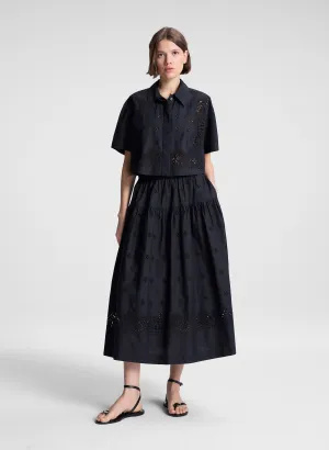 Jay Embroidered Cotton Midi Skirt