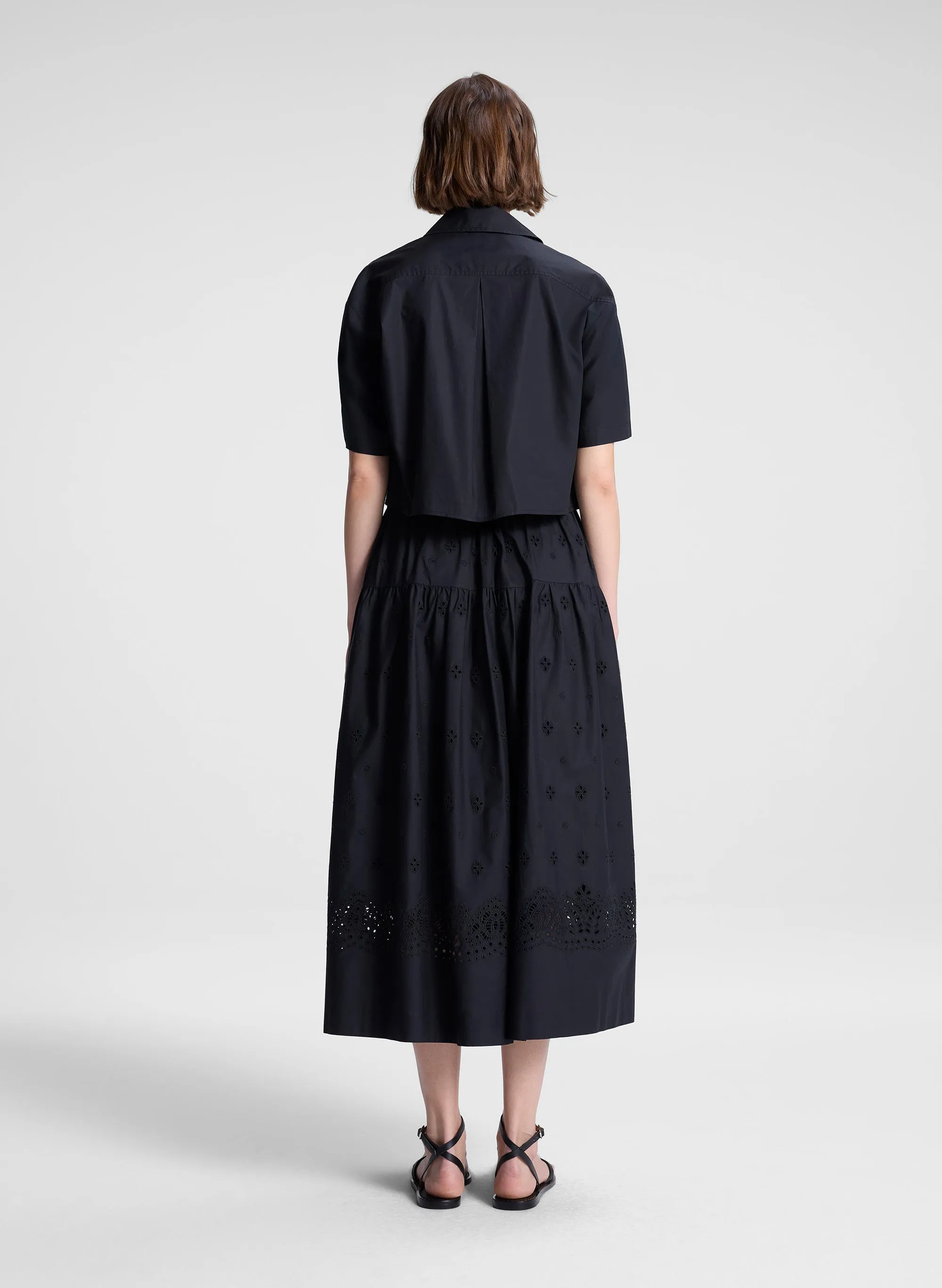 Jay Embroidered Cotton Midi Skirt