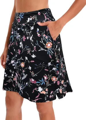 Jhsnjnr Women's Tennis Skirt Casual Knee Length Golf Skirts with Pockets Workout Athletic Skort