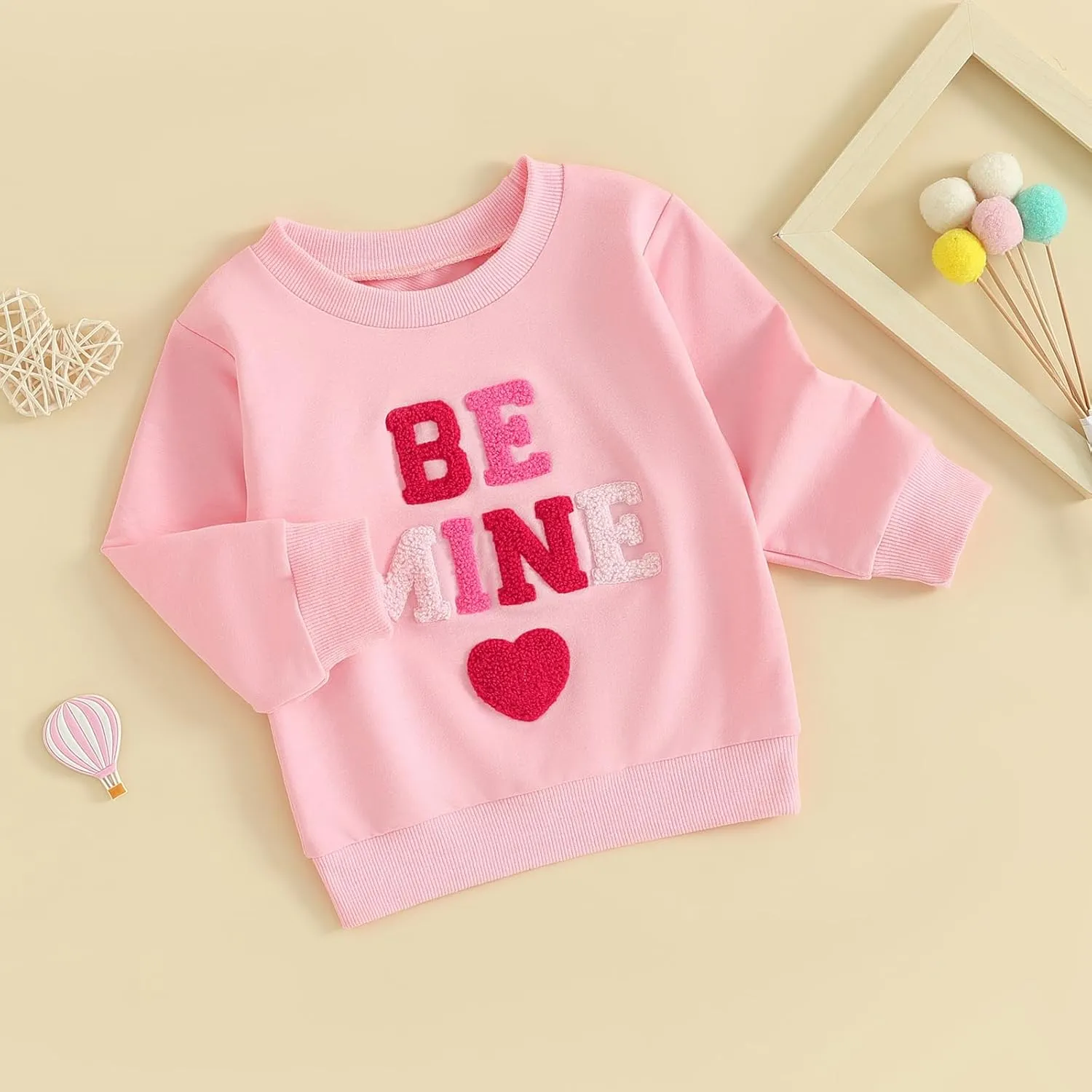 Kayotuas Toddler Girl Valentines Shirt Fuzzy Embroidered Letters Heart Sweatshirt Long Sleeve Crewneck Pullover Sweater Tops