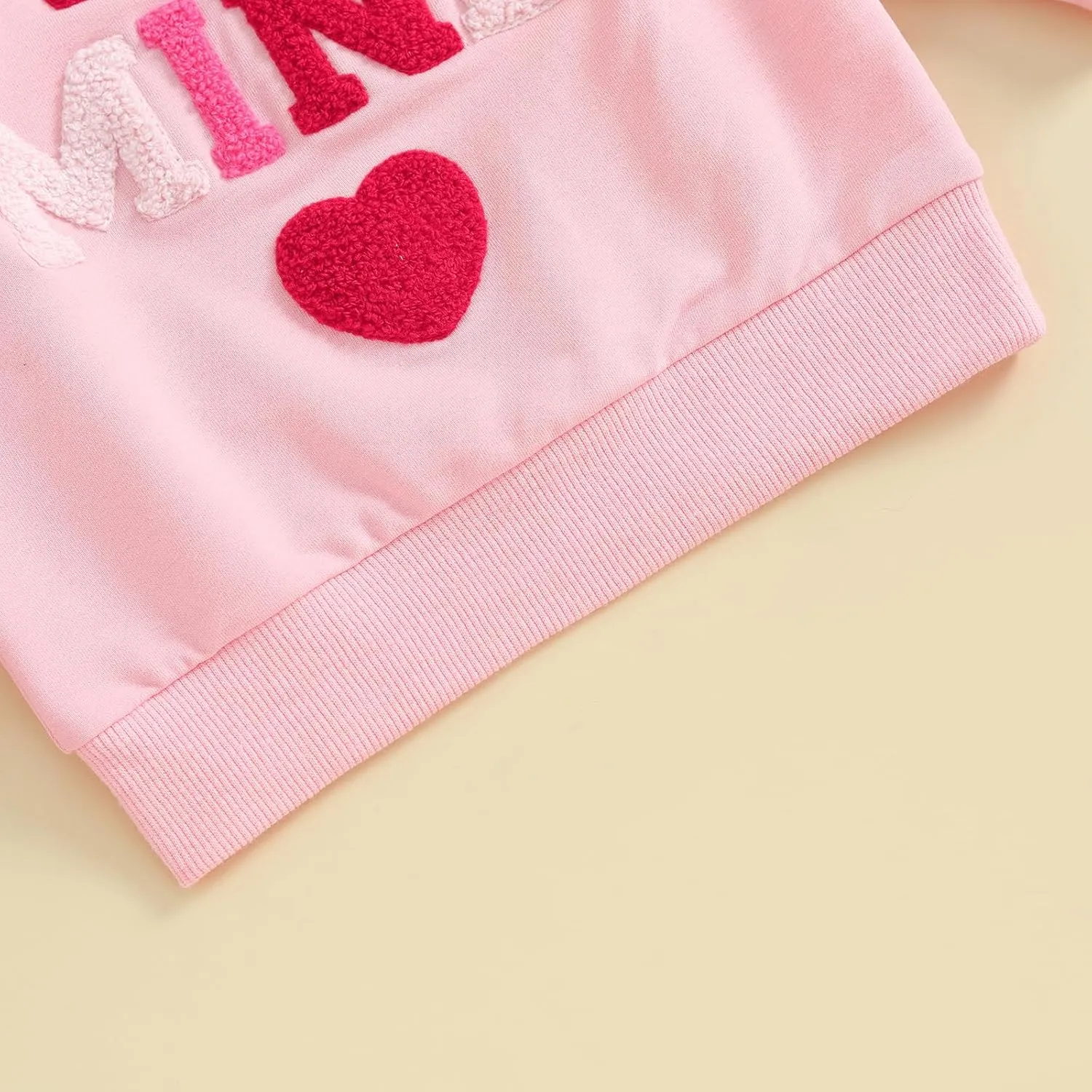 Kayotuas Toddler Girl Valentines Shirt Fuzzy Embroidered Letters Heart Sweatshirt Long Sleeve Crewneck Pullover Sweater Tops
