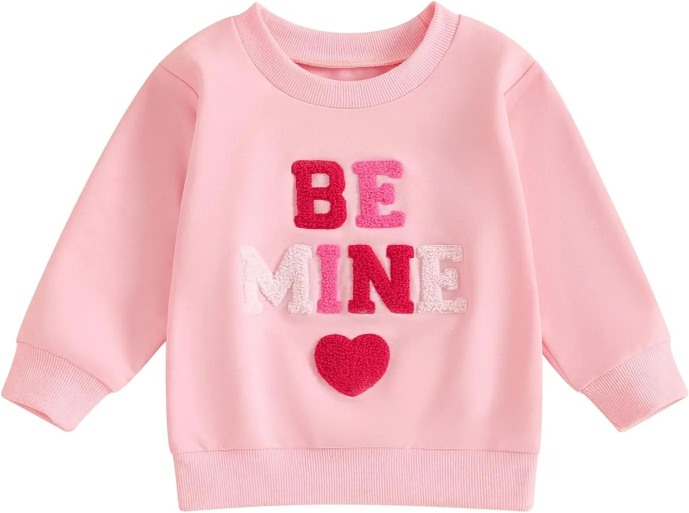Kayotuas Toddler Girl Valentines Shirt Fuzzy Embroidered Letters Heart Sweatshirt Long Sleeve Crewneck Pullover Sweater Tops