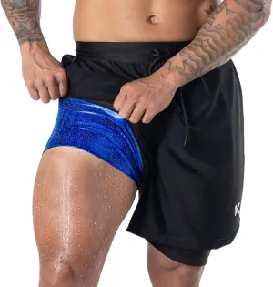 Kewlioo Men's Sauna Shorts - Heat Trapping 2-in-1 Double Layer - Sauna Suit Bottom - Compression Training Gym Athletic Shorts