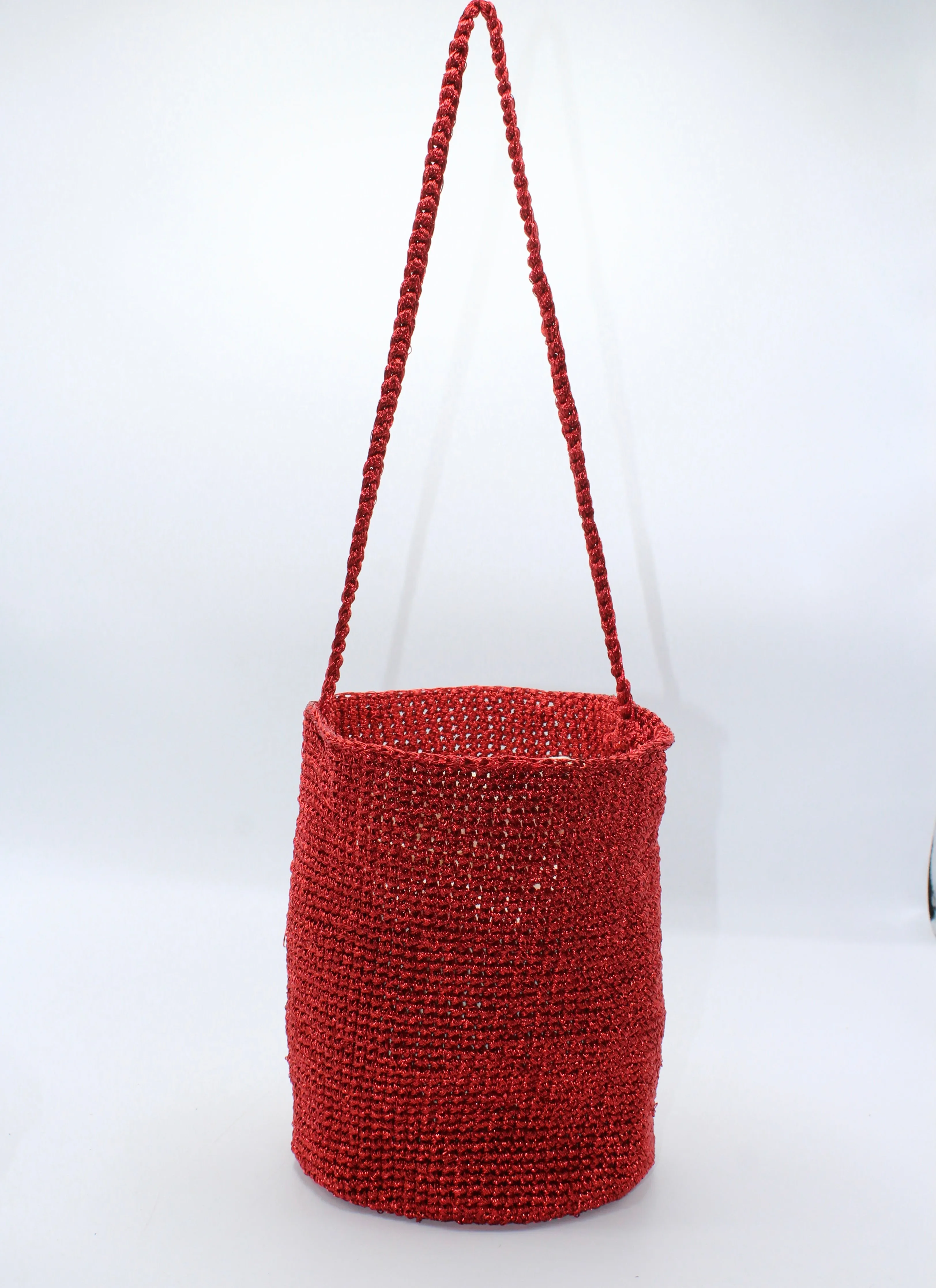 Knitting Braid Handle Basket Shape Bag