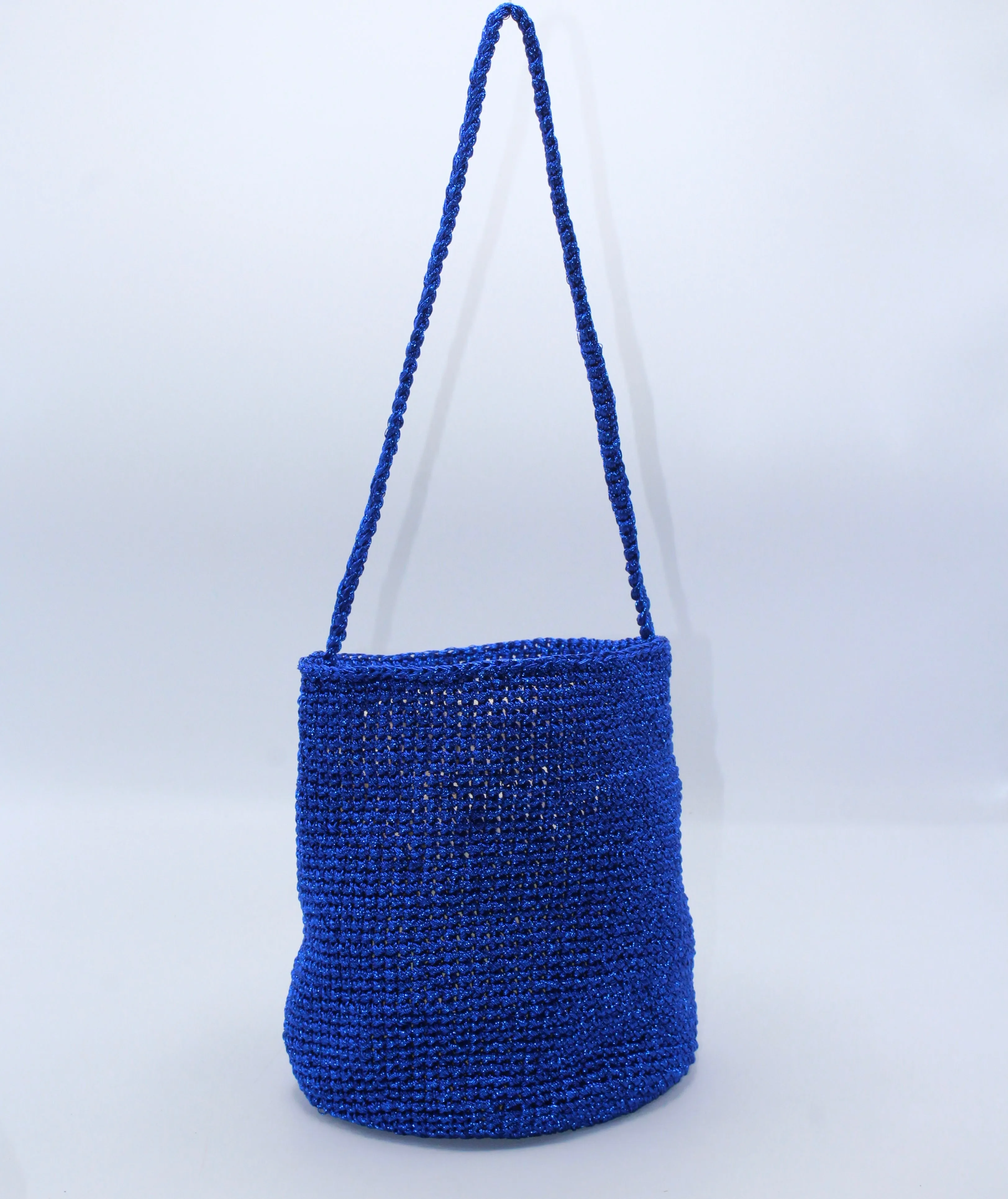 Knitting Braid Handle Basket Shape Bag