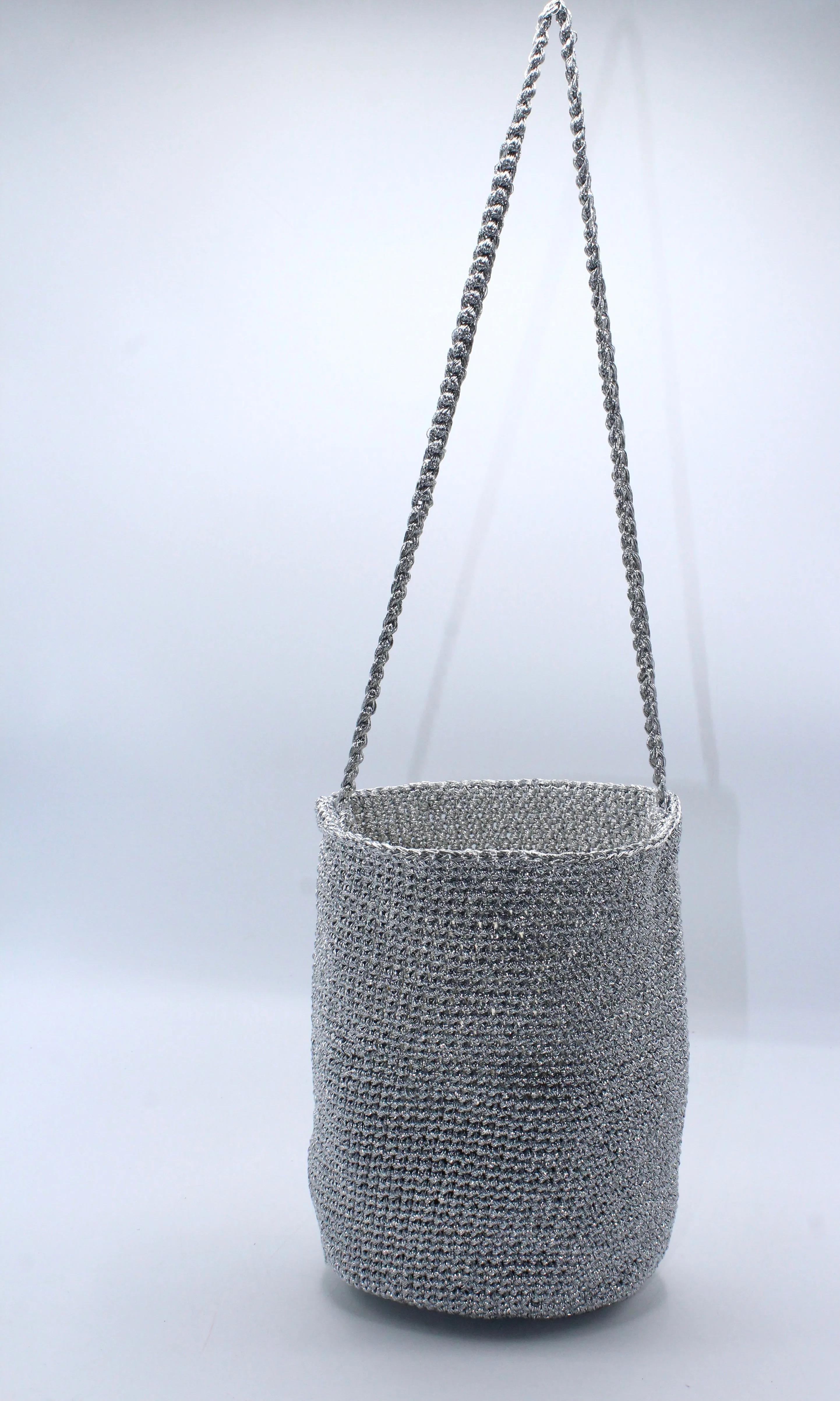 Knitting Braid Handle Basket Shape Bag