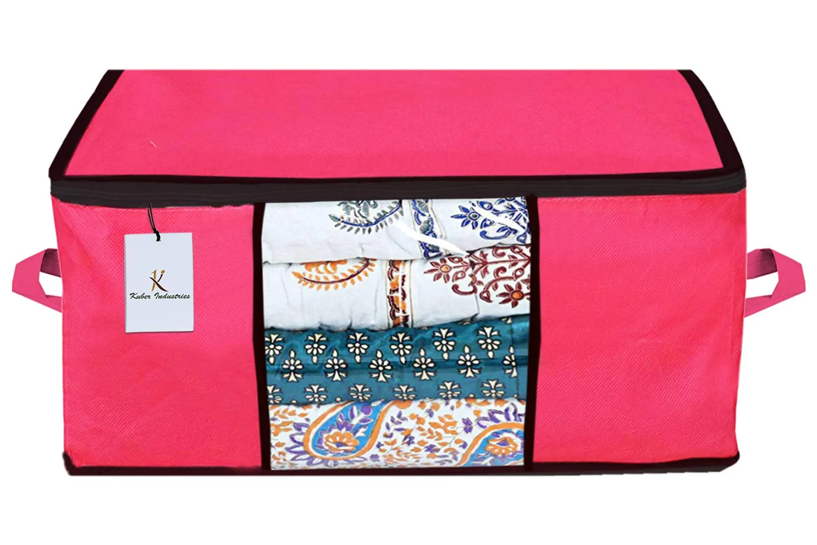Kuber Industries Underbed Storage Bag, Storage Organiser, Blanket Cover Set of 2 - Royal Blue,Pink Extra Large Size-CTKTC23888