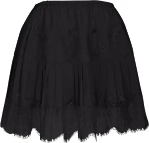 Lace Mini Skirt for Women Summer Lace Trim Flowy Elastic Waist Layered Pleat Skirts Solid Flowy Irregular Hem Skort