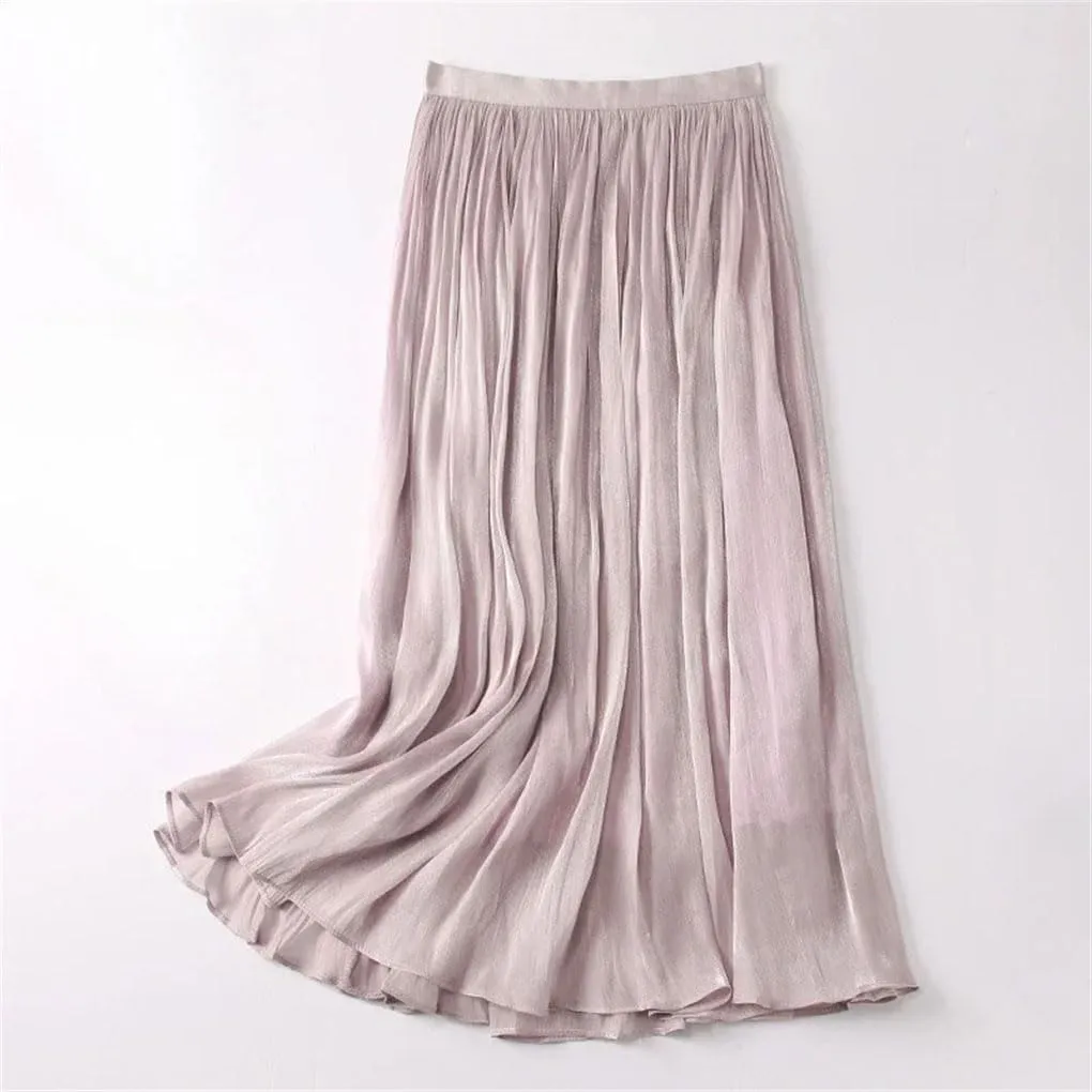 Ladies Emperament Long Skirt Solid Color All-Match A-Line Skirts Streetwear