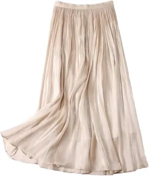 Ladies Emperament Long Skirt Solid Color All-Match A-Line Skirts Streetwear