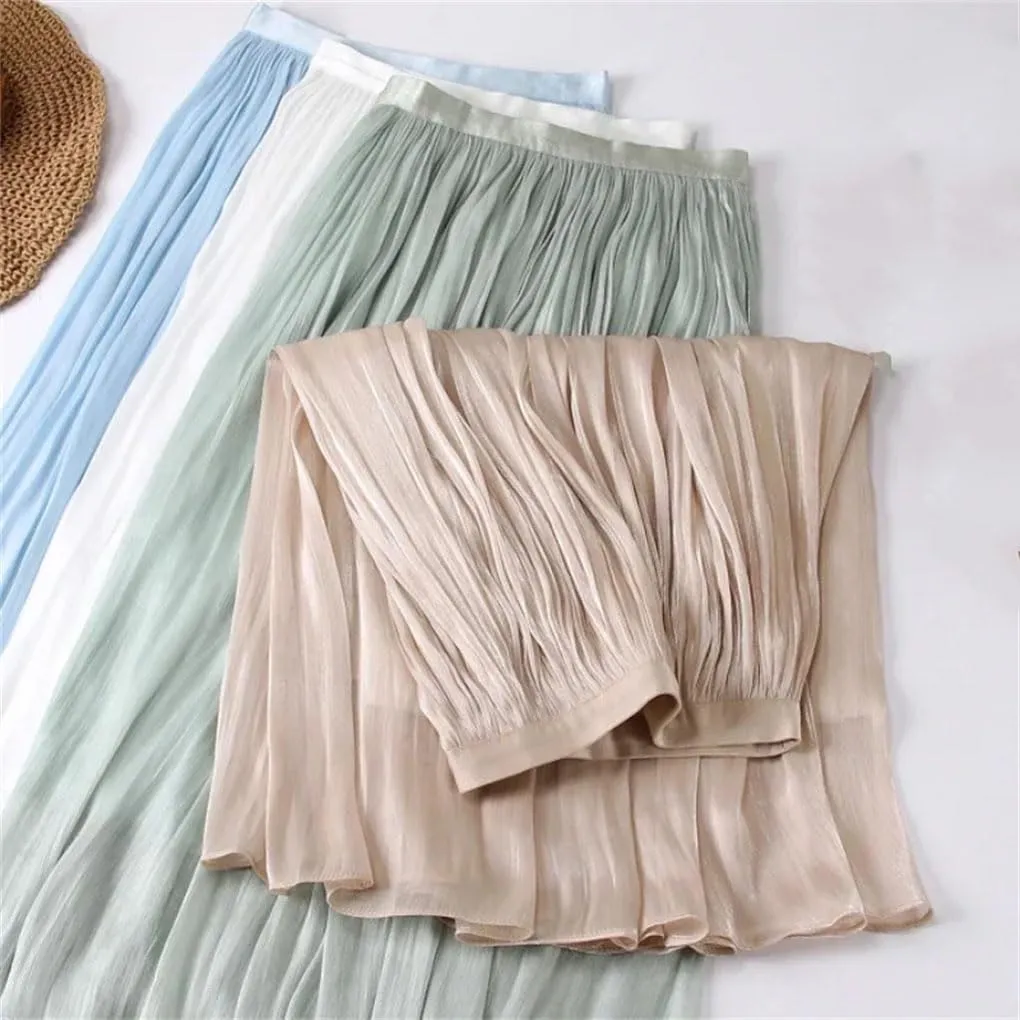 Ladies Emperament Long Skirt Solid Color All-Match A-Line Skirts Streetwear