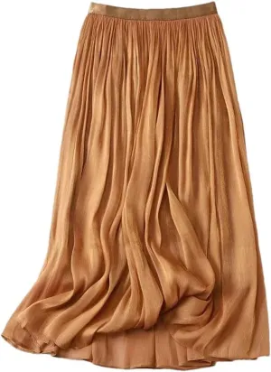 Ladies Emperament Long Skirt Solid Color All-Match A-Line Skirts Streetwear