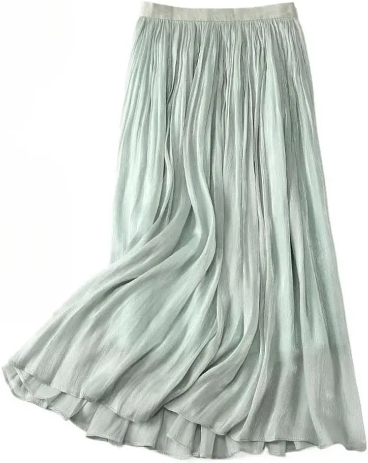 Ladies Emperament Long Skirt Solid Color All-Match A-Line Skirts Streetwear