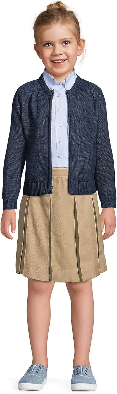Lands' End School Uniform Girls Solid Box Pleat Skirt Top of Knee