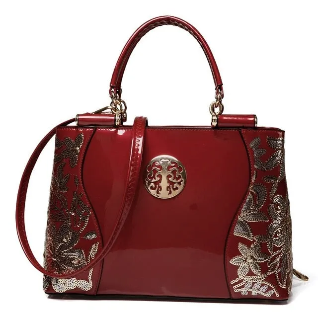 Large Capacity Women Handbag Leather Evening Bag