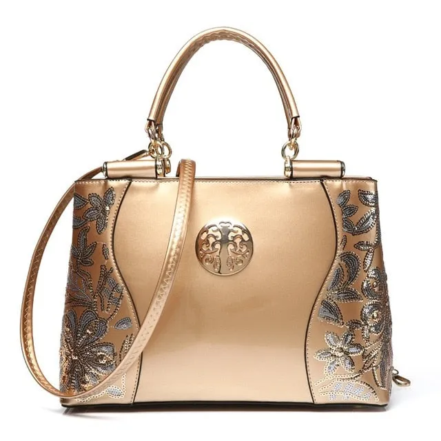 Large Capacity Women Handbag Leather Evening Bag