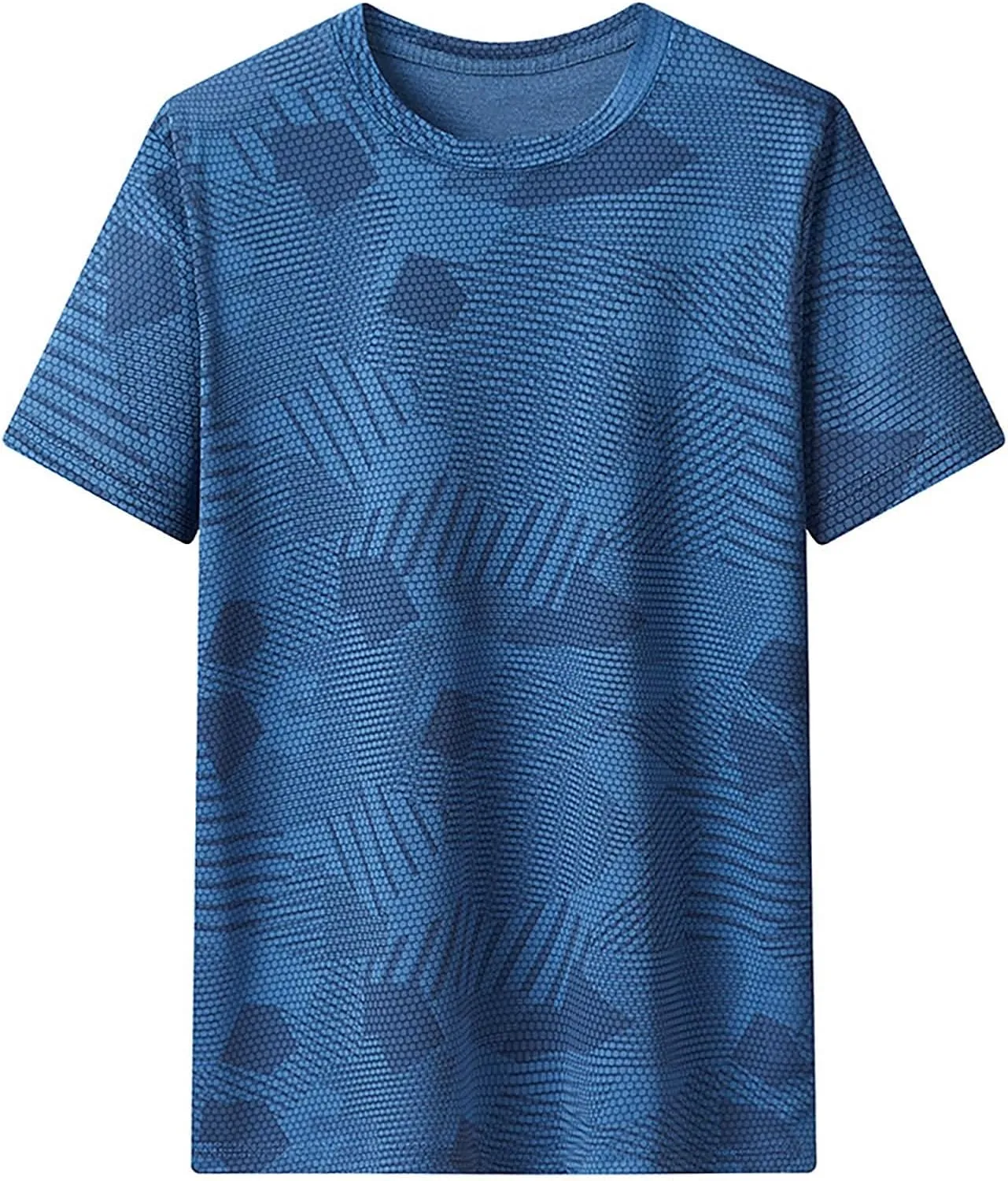 Lastesso Mens T-Shirts Dry-Fit Solid Prinitng Summer Tops Breathable Athletic Sports Tops Round Neck Short Sleeve Workout Tee