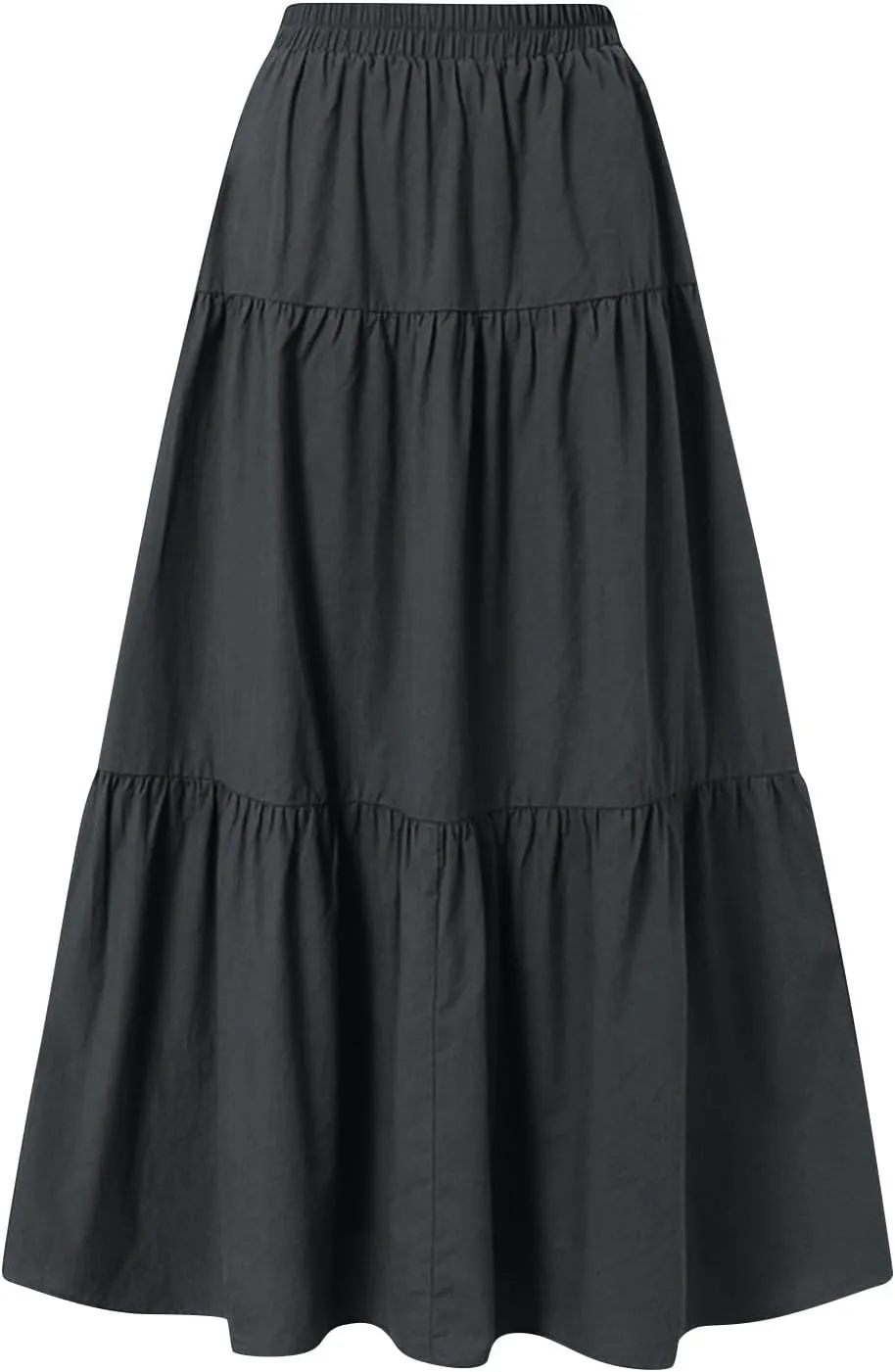 Linen Skirts for Women 2025 Casual Summer Bow High Waisted Tiered Maxi Skirt Flowy Vacation Beach Long Pleated Skirt