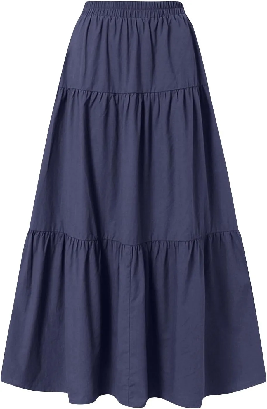 Linen Skirts for Women 2025 Casual Summer Bow High Waisted Tiered Maxi Skirt Flowy Vacation Beach Long Pleated Skirt