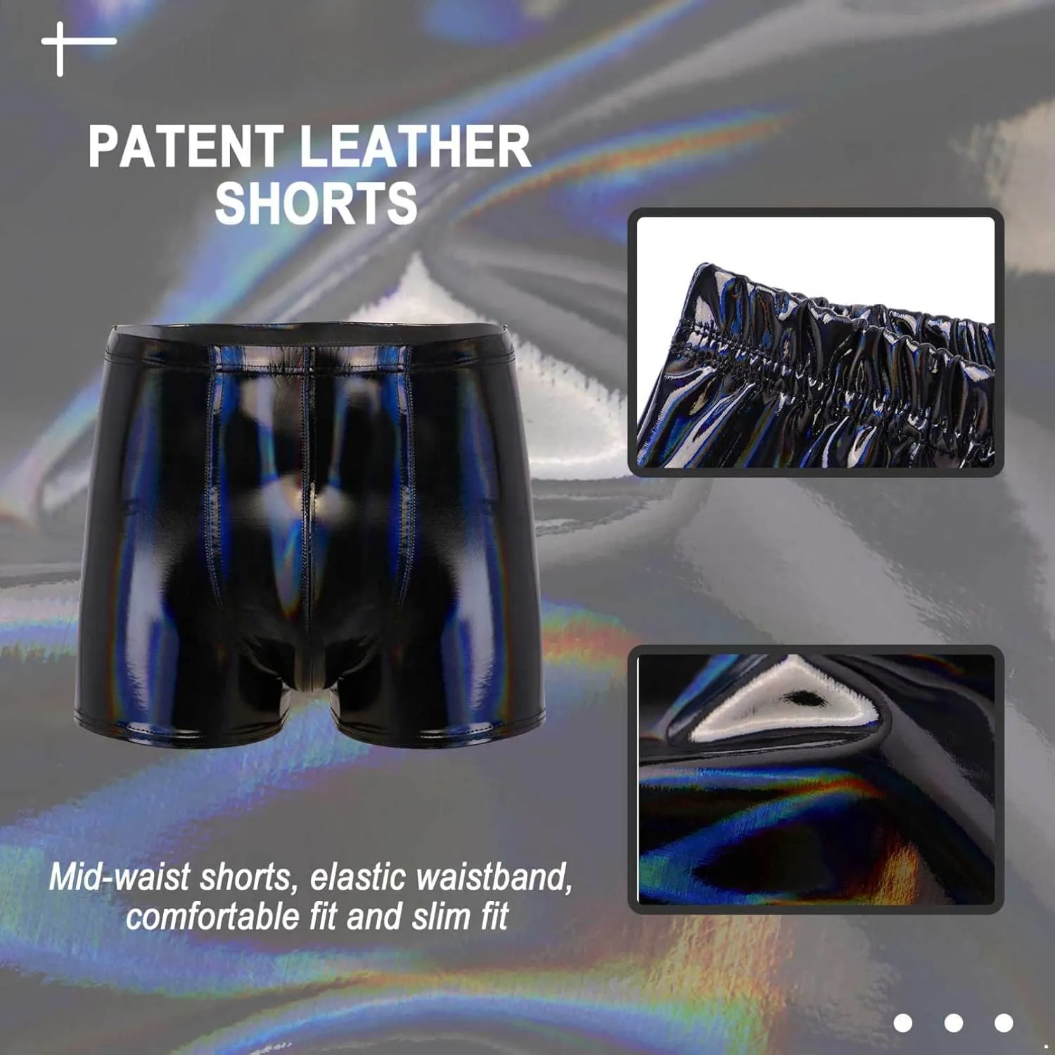 Linjinx Men's PVC Sexy Leather Lingerie Short Pants Latex Shaping Sheath Boxer Briefs Underpants
