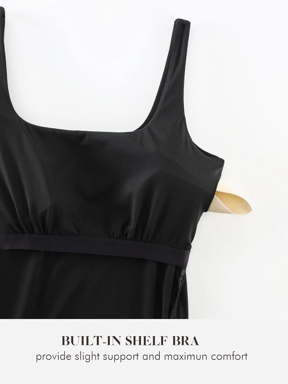 Liu & Qu Women's Maternity Tank Tops with Built in Bra Square Neck Sleeveless Pregnancy Athletic Yoga Shirts Workout Camisole