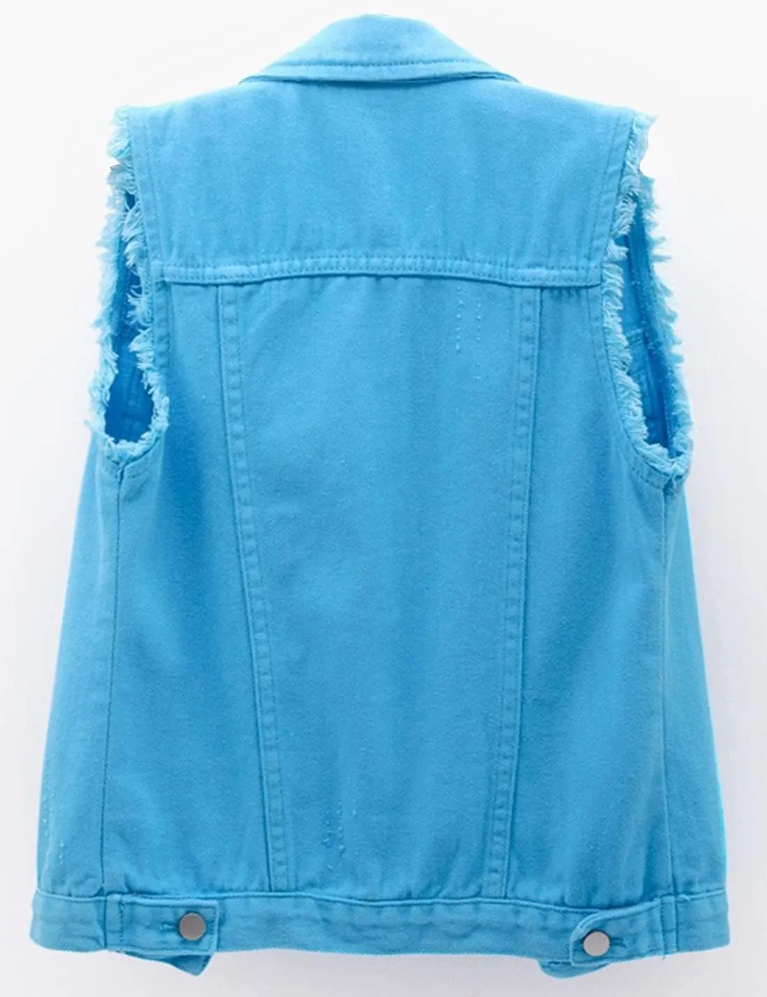 Locachy Women's Casual Denim Vest Jacket Slim Fit Sleeveless Ripped Tops