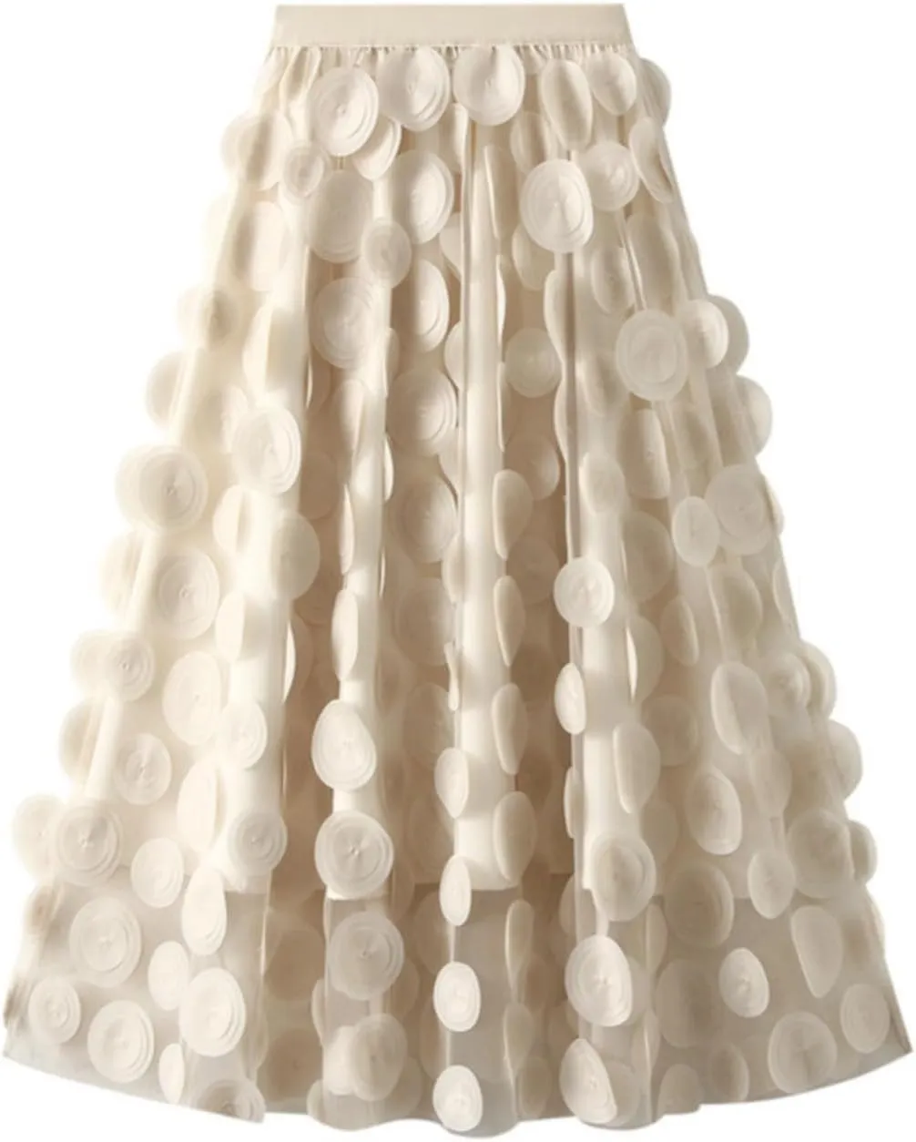 Long Tulle Skirts for Women Fairy Elastic High Waist Pleated A-Line Flared Midi Skirts Evening Tutu Skirt
