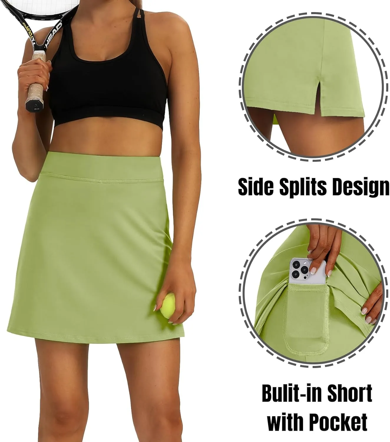 LXNMGO Women's Active Athletic Skort Lightweight Tennis Skirt for Women Summer Golf Workout Running Sports Skorts with Pocket