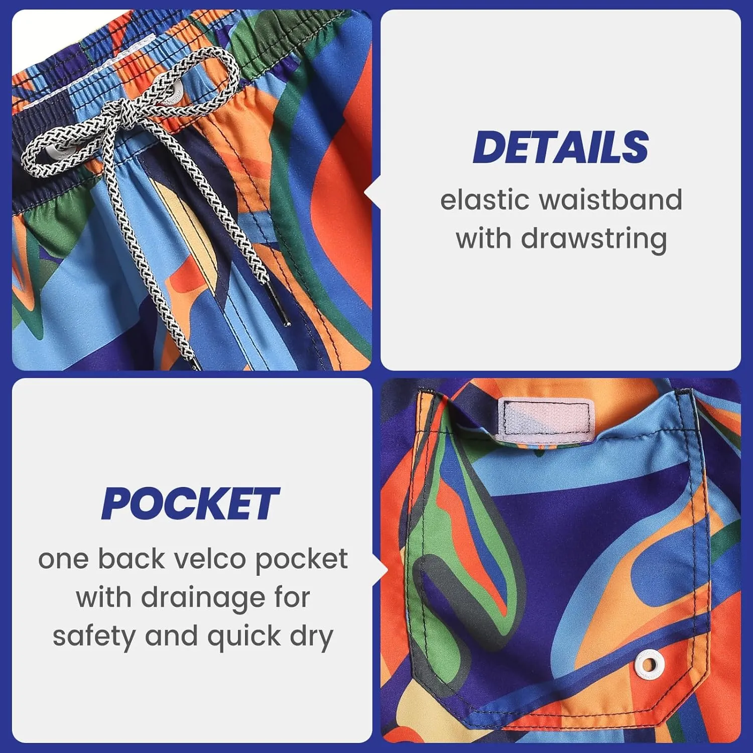 maamgic Mens Swim Trunks 5" Quick Dry Beach Shorts Bathing Suits with Mesh Lining Pockets