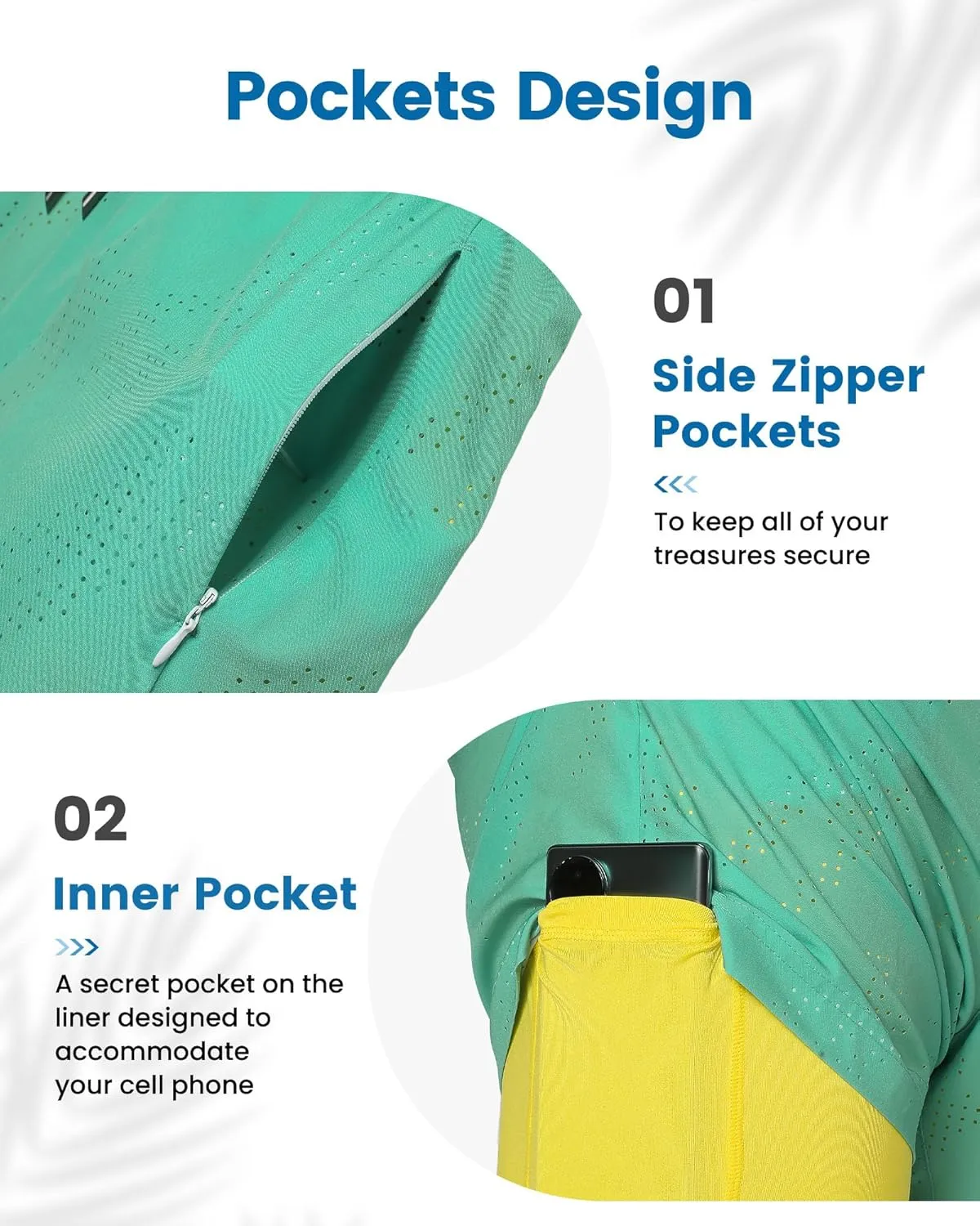 maamgic Mens Swim Trunks with Compression Liner 5 Inch Inseam Quick Dry Board Shorts with Zipper Pockets Swimming Shorts