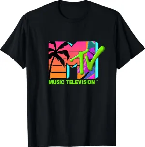 Mademark x MTV - The official MTV Logo with retro palms in paradise T-Shirt