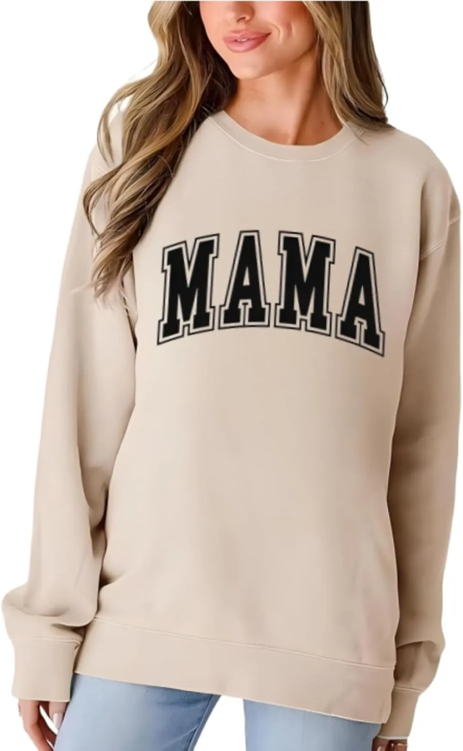 Mama Sweatshirt Women Mama Letter Print Graphic Mom Life Long Sleeve USA Sweatshirt Pullover American Flag Shirt Tops